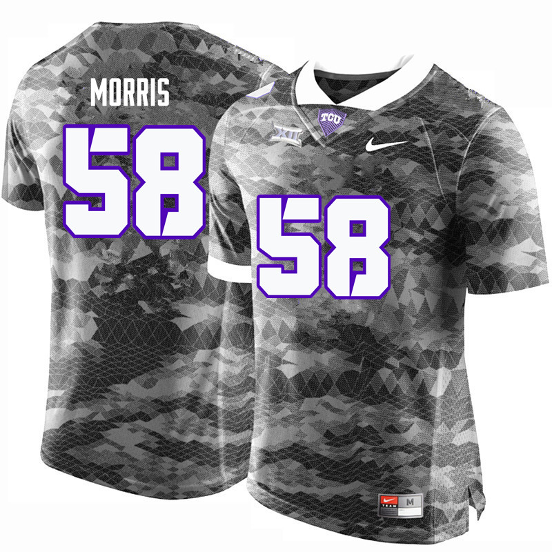 Men #58 Patrick Morris TCU Horned Frogs College Football Jerseys-Gray - Click Image to Close